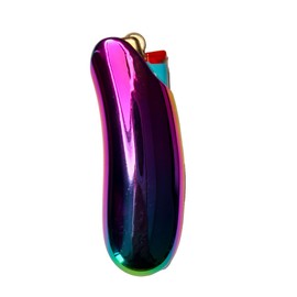 Metal Curve Lighter Case for BIC Full Size Lighter J6, Heavy Ergonomics Lighter Holder Cover Rainbow Color (Purple)