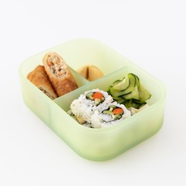 Bumkins - Caja bento para aperitivos/almuerzos para niños y adultos, contenedor de 3 compartimentos, tapa a prueba de fugas, para porciones, gran secc