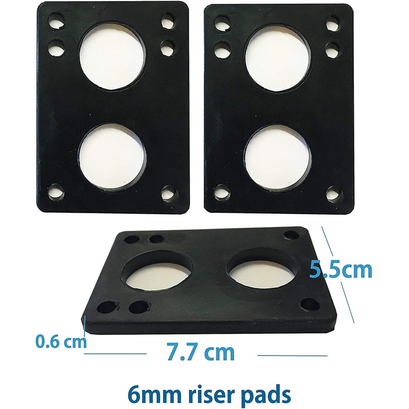 VJ Longboard Skateboard Riser Pads, Rubber, Set of 2, Size