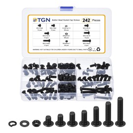 DTGN 242Pcs M5-0.8x6/8/10/12/16/20/25mm Button Head Socket Cap Screws - Carbon Steel Bolt Nut Set Washer Assortment Kit - Good for Road Bicycle, Mountain Bike, Auto