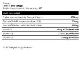 Sowelo Omega-3 1000 mg I with Vitamin D3 K2 E I Essential Omega 3 Fatty Acids High Dose I Supports Natural Immunity I Influence on Lowering LDL Cholesterol I 100 Softgels (Pack of 2)