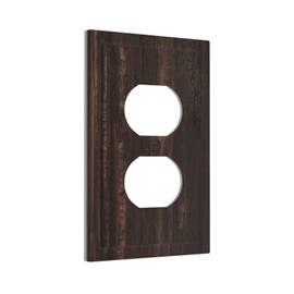 Yamxbfa Rustic Vintage Dark Brown Wood Grain 1 Gang Duplex Outlet Covers Decorative Single Light Switch Covers Electrical Receptacle Wall Plate Plug Switchplate Faceplate for Farmhouse Bathroom Decor