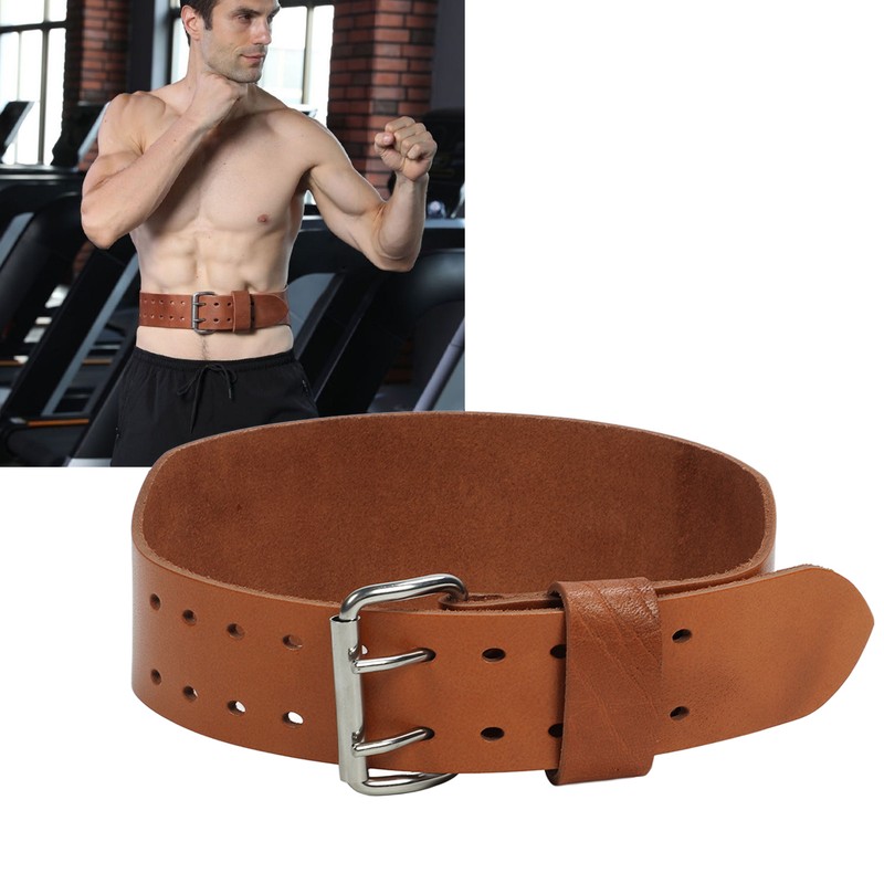 Weightlifting Belt 1 Layer Leather Double Prong Power Lifting Back