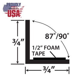 Outwater Plastics Black 3/4'' x 3/4'' x 5/64'' (.078'') Thick Styrene Even Leg Angle Moulding with Adhesive Backing | 36 Inch Lengths (Pack of 4) | 1935-BK-A