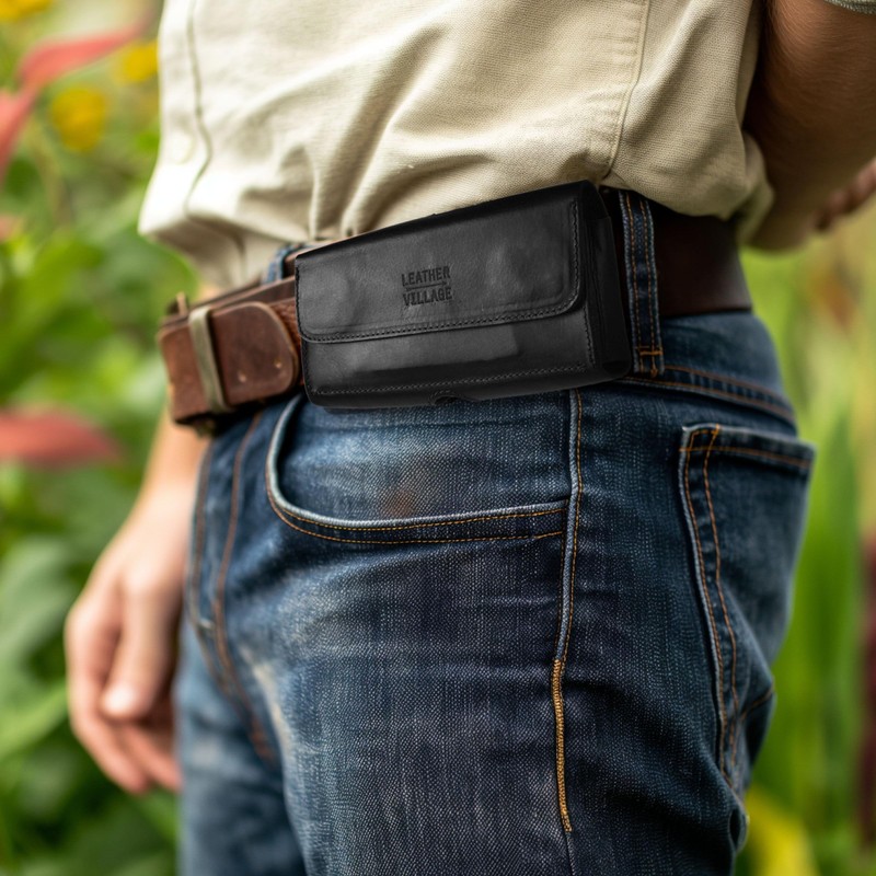 Leather Village Phone Holster Belt Clip Style for Men –