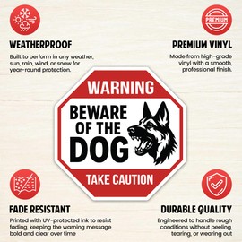 Sticky Expressions | (4 Pcs) Beware of Dog Stickers – Two Sizes [4" & 2.75"] – Strong Adhesive, Durable, Weatherproof Beware of Dog Sticker for Door, Fences and Others