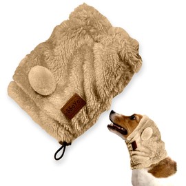 SSaYo Adjustable Dog Noise Cancelling Ear Muffs Noise Protection - No Flap Ear Wraps for Dogs - Snoods Dog Headband Ear Covers for Anxiety Relief, Thunderstorms, Fireworks & Grooming (Brown, Large)