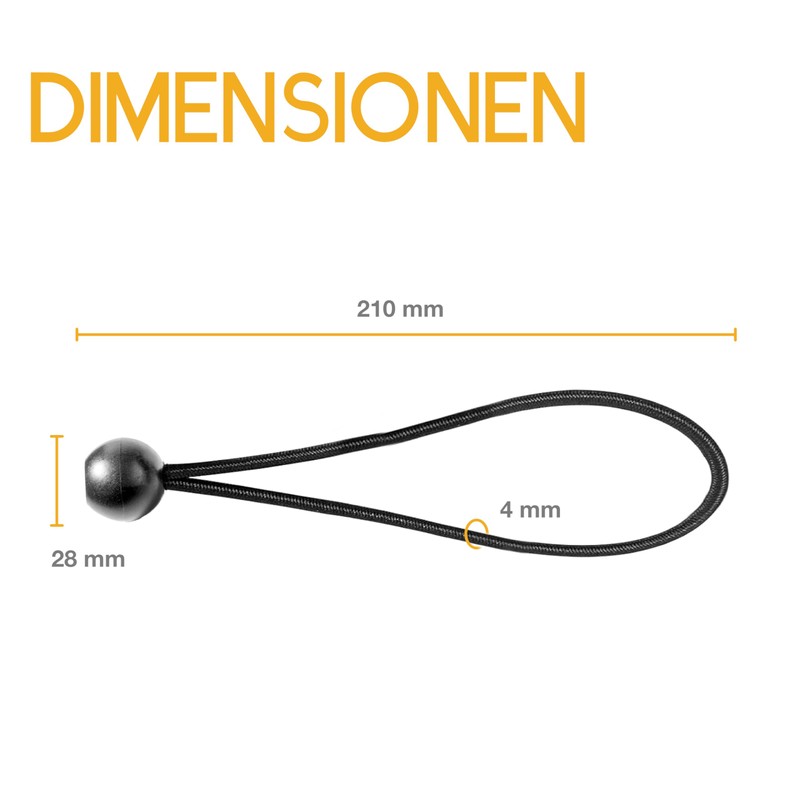Fuxton, tarpaulin tensioner with a ball, 195 mm, black