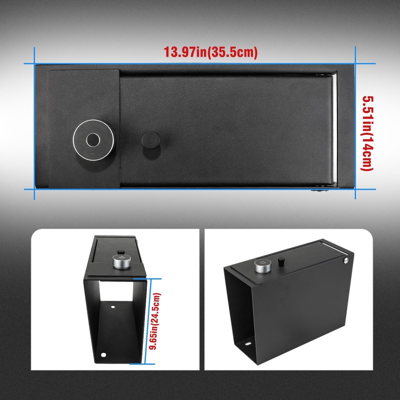 3mirrors Center Console Safe Gun Safe Box with Fingerprint Lock