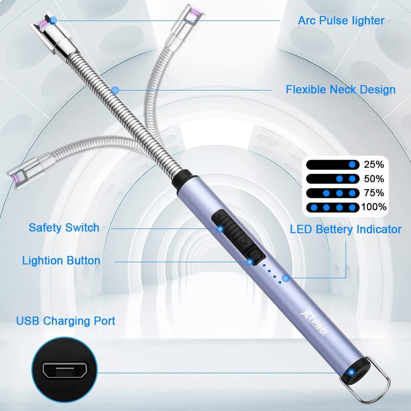 JETPRO Candle Lighters USB Rechargeable Arc Electric Lighter with 360°