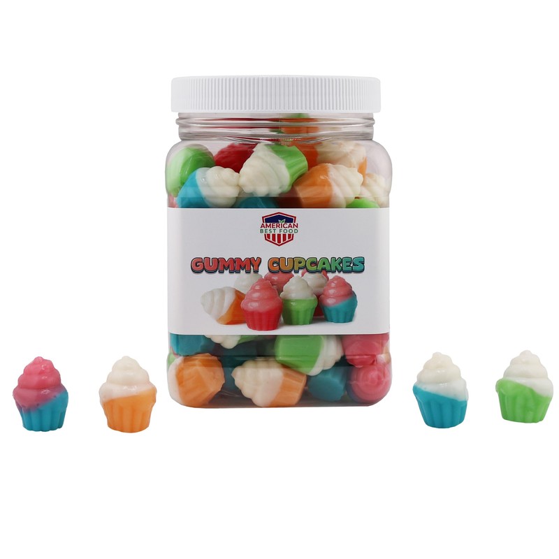 American Best Food 3D Cupcake Gummy Candy in Jar, 1.5