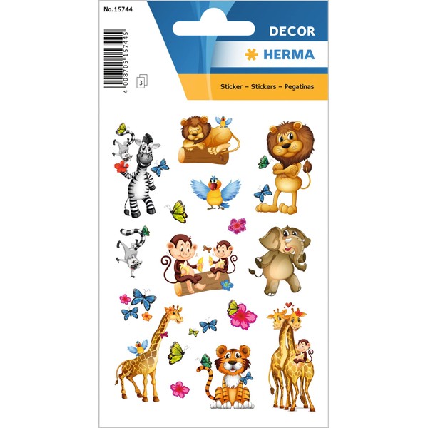 HERMA 15744 Small Jungle Stickers, Pack of 51, Animal Stickers