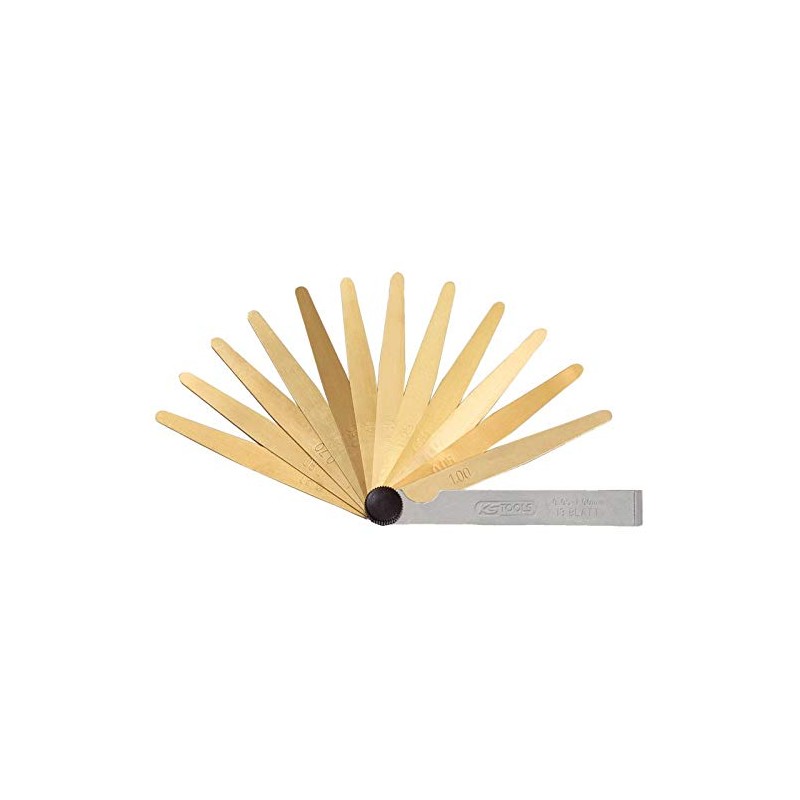 KS Tools 300.0611 Antimagnetic brass feeler gauge, 8 blades