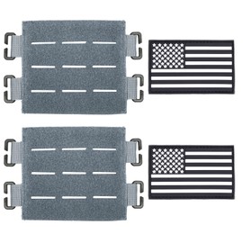 TAXATM Large Molle Patch Panel with Laser Cutting Loop, Molle Patch Display Holder for Backpack,5X4.3 Mini Patch Board Include American Flag Patch (2 pcs Grey)