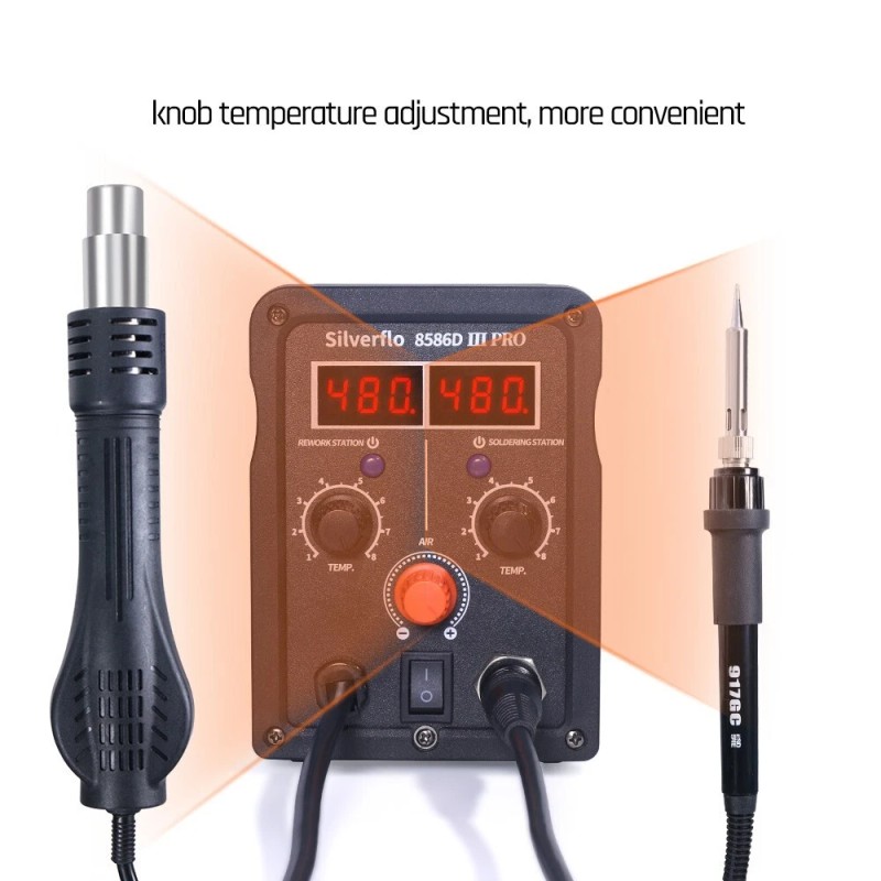 Silverflo 780W Digital 2in1 Soldering Iron Rework Station Hot Air