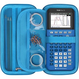 RAIALL Carrying Case for Texas Instruments TI-84 Plus CE/TI-84 Plus/TI-83 Plus/TI-83 Plus CE Color Graphing Calculator, Extra Zipper Mesh Pocket for Charging Cable, Charger and Manual, Blue