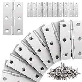Pack of 20 Stainless Steel Door Hinges 66 x 38 mm Hinges Folding Hinges Small Piano Band Hinge for Furniture Fittings Wardrobe Cabinet Door Window with 120 Screws
