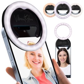 Phone Ring Light Clip On - VibrantGlow, Rotatable Selfie Ring Light for Phone, Tablet, Laptop with USB-C Charging Cable - 3 Color Modes & 5 Levels of Brightness