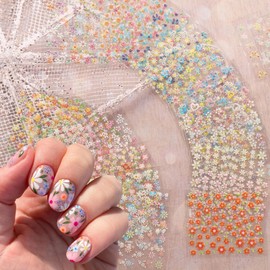 JMEOWIO Nagelsticker Bunte Blumen 30 Blatt Nail Art Sticker Selbstklebend Nagelaufkleber Dekoration Nageldesign Zubehör