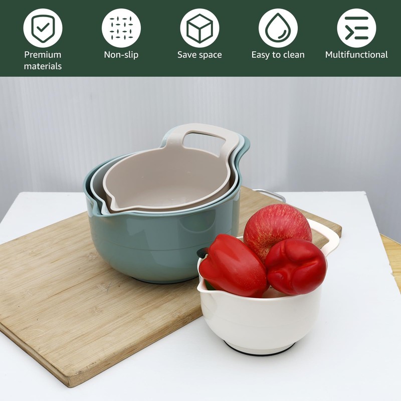 4 Pcs Plastic Mixing Bowl Set, Reusable Plastic Nesting Mixing