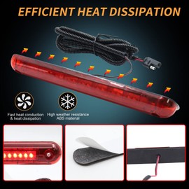 Biqing Rear Stop Light Red,24 LED Trailer Brake Light Bar Third Brake Light High Mount Tail Lamp 9.8 Inch Rear Trailer Tail Light Bar for 12V Car SUV Truck