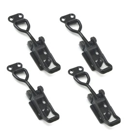 Black Toggle Latch Clamp, Heavy Duty Adjustable Toggle Clamp for Smoker Door Latch, Metal Pull Lock for Box, Gate, Cabinet, Case (B4002-WIth Lock Hole)