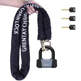 Grentay Combo Bike Chain Lock, 5.2 Feet Long 7.8mm Steel Chain Heavy Duty Anti-Theft Bicycle Lock Chain Lock with 3 Keys for Bike, Motorcycle, Scooter, Bicycle, Door, Gate