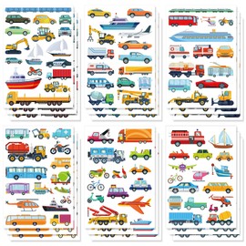 XIHIRCD 18 Sheet/279pcs Cars and Trucks Theme Stickers, Engineering Vehicle Stickers Kids Transportation Tractor Stickers Construction Truck Decor for Toddler Boys and Girls