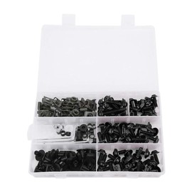 Jiawu - Kit de pernos de carenado de motocicleta, 198 piezas M5 M6 Tornillos de parabrisas de motocicleta Sujetadores Pernos de carenado Kit de clips de tuerca (Negro)
