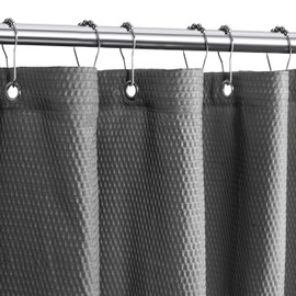 Tititex Solid Grey Cloth Fabric Shower Curtain Liner with 2 Magnets - Texture Soft Hotel Quality Waterproof Shower Liner, Light-Weight & Machine Washable 60x72 inch