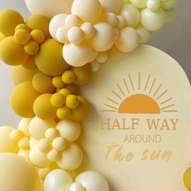 Raoformi Half Way Around The Sun Decal - Sunshine 1/2 Birthday Decorations, Half Way to One Gold Sunset Design Wall Decal, 6 Month Milestone Decoration for Boys Party Supplies
