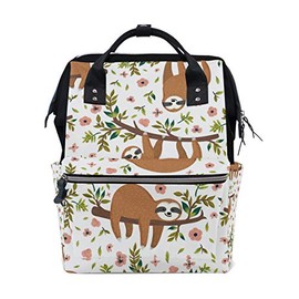 Baby Diaper Nappy Bag Travel Backpack Mommy Bag Funny Baby Sloth On Tree for Mom Dad M by Top Carpenter