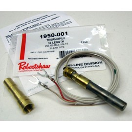 1950-001 Robertshaw Thermopile 36" 250-750 Millivolts MV 2 Lead with PG9 Adapter