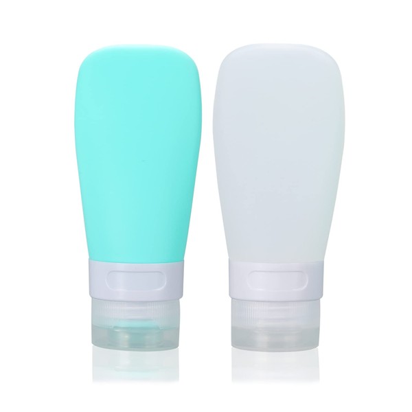 2 Pcs Silicone Travel Bottles,2oz Leak Proof Refillable Squeeze Containers