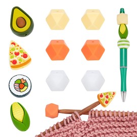 NBEADS 10 Pcs Food Themes Knitting Needle Stoppers, Needle Tip Stoppers Food Shape Needle Point Protectors Focal Beads for Pens Stitch Stoppers Knitting Supplies for DIY Crafts