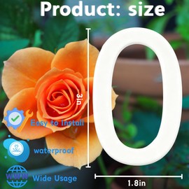 3 Inch House Numbers, Self-adhesive Mailbox Numbers Modern House Numbers for Outside Address Numbers for House Office Hotel Room Farmhouse Easy to Install Strong adhesive backing (White 0)