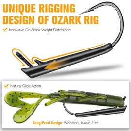 Dovesun 12PCS Ozark Rig Weedless Jig Heads for Bass Fishing Weedless Hooks, 3/0 Texas Rig Hooks Jig Heads for Saltwater & Freshwater 1/4 OZ