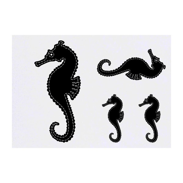 4 x 'Stitched Seahorse' Temporary Tattoos - Water Resistant, Skin-Safe,
