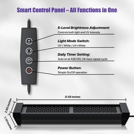 LURMMUE 8.5" Aluminum UVB 10.0 LED Reptile Light Bar with Timer & Dimmer, Ultra-Slim Metal UVB/UVA Lamp for Terrariums – Even Light Output, Long Lifespan, Ideal for Bearded Dragons, Turtles & Lizards