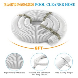 BREADEEP 2 Pack 6 FT Pool Cleaner Hose 9-100-3102 Fit for Polaris 360, PVC Pool Hose for 360 Pressure-Side Pool Cleaner, 1-1/2" Diameter, White