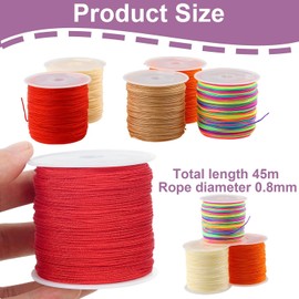 12 Rollos De Cuerda De Nailon Para Pulseras, 0.8mm*45M Cuerda De Nudo Chino, Hilo Chino Hilo Para Pulsera Cuerda Para Hacer Pulseras,Cuerda Trenzada De Nylon Para Abalorio,Collares,Manualidades