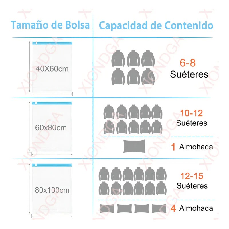 Bolsa al vacío Xiongda 1 - pack x 5 unidades