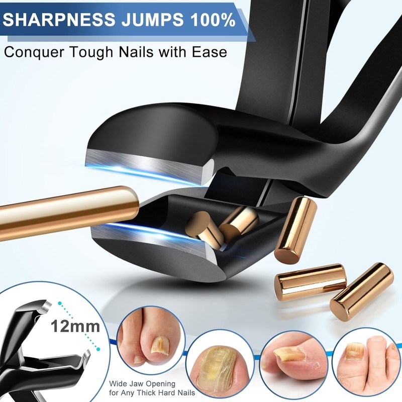 Toenail Clippers for Seniors Thick Toenails, Angled Head Large Toe