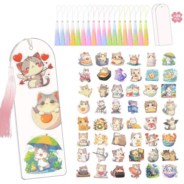 20PCS Acrylic DIY Bookmark Craft Kit with 20 Blank Bookmarks,