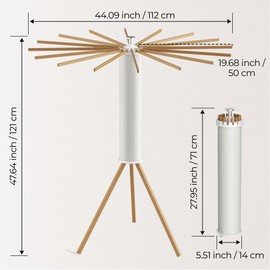 SUNOUTLY Tripod Clothes Drying Rack, Garment Rack Portable and Foldable Space Saving Laundry Drying Rack - Dryer Rack Clothing Floor Folding Balcony Bedroom Household (Beige(Wood), 16 rods)