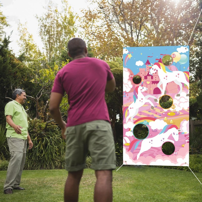 Carnival Toss Game Banner, Unicorn Pattern Carnival Throwing Game Banner