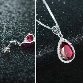 Jewellery Set 925 Silver Women's Chain Earring Necklace Pendant Stud Earrings Drop Elegant with Birthstone Gift Packaging 40 + 5 cm Chain Length Gifts for Party/Anniversary/Birthday, Sterling Silver