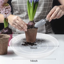 OUPSAUI Plant Saucer Pot Tray, 6 Pack Clear Plant Saucers for Indoors, Large Plastic Dish Suacer Water Drip Tray for Potted Plants Flowers (16 Inches)