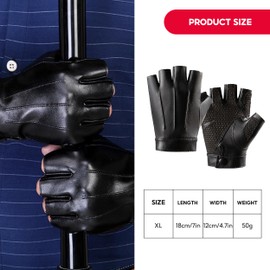 PU Faux Leather Half Finger Glove, Fingerless Driving Gloves, Fingerless Gloves Driving Gloves Outdoor Sport Mittens for Men Women Teens Outdoor Sport(Black)