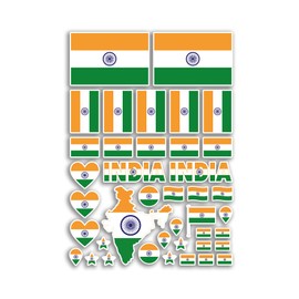 A4 Sticker Sheet India Flags Vinyl Stickers - Indian Nation Country World National Flag Vacation Travel Holiday Car Aesthetic #80106
